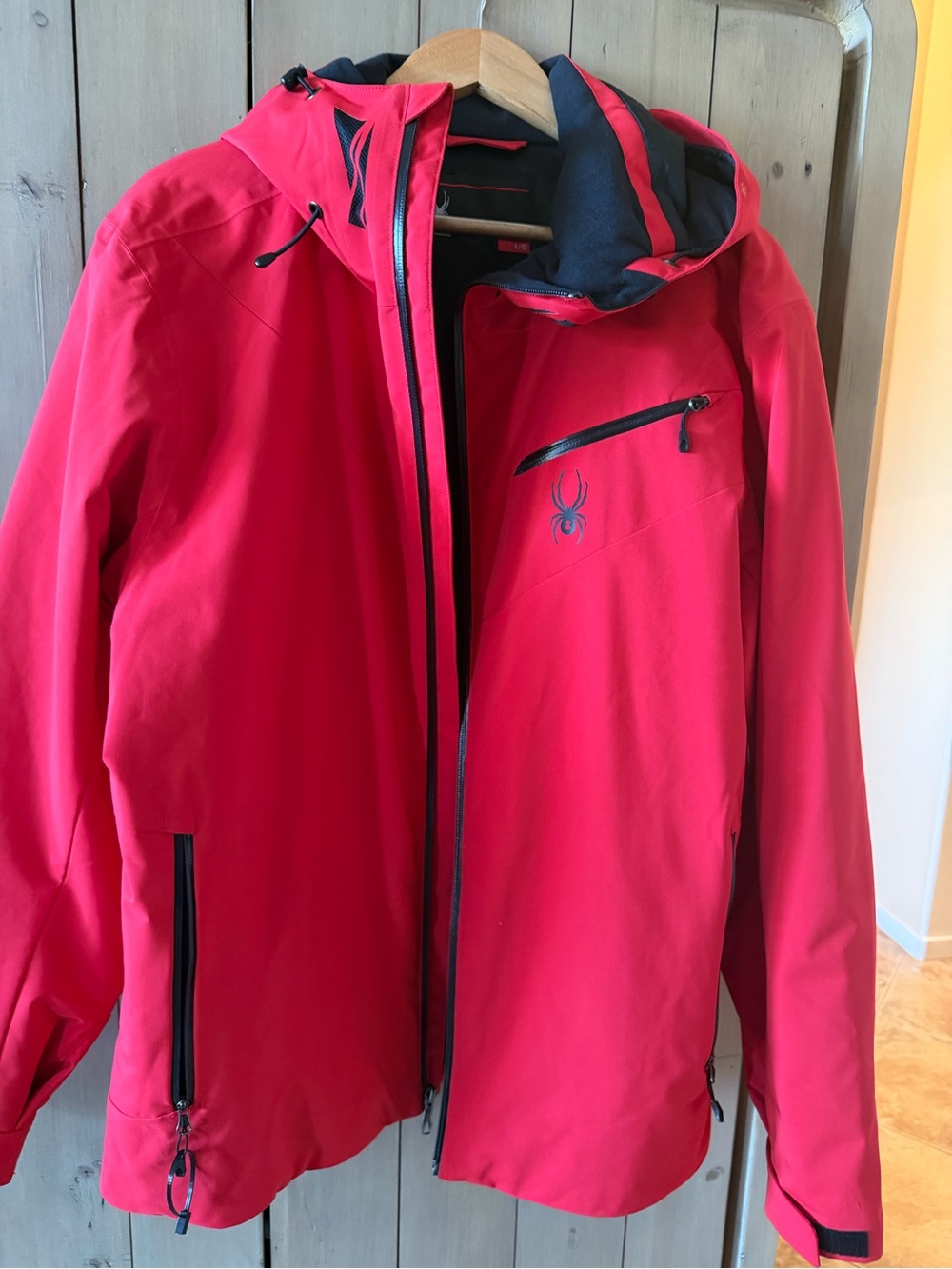 Men’s Large Spyder Ski Coat Hooded Red